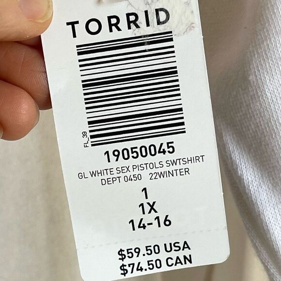 NWT Torrid Cozy Fleece Sex Pistols Graphic Sweatshirt (White) - 1X - Picture 6 of 8